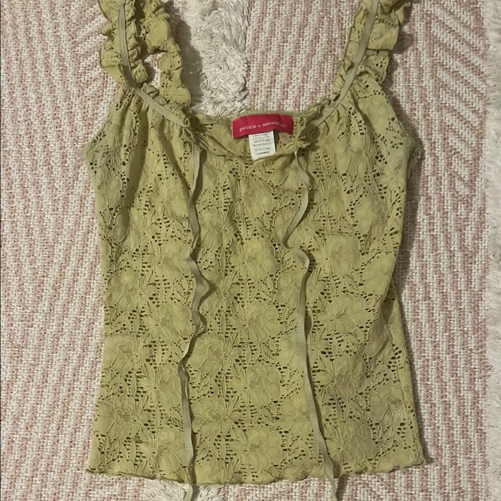 Donna Ricco Green Lace Women's Top